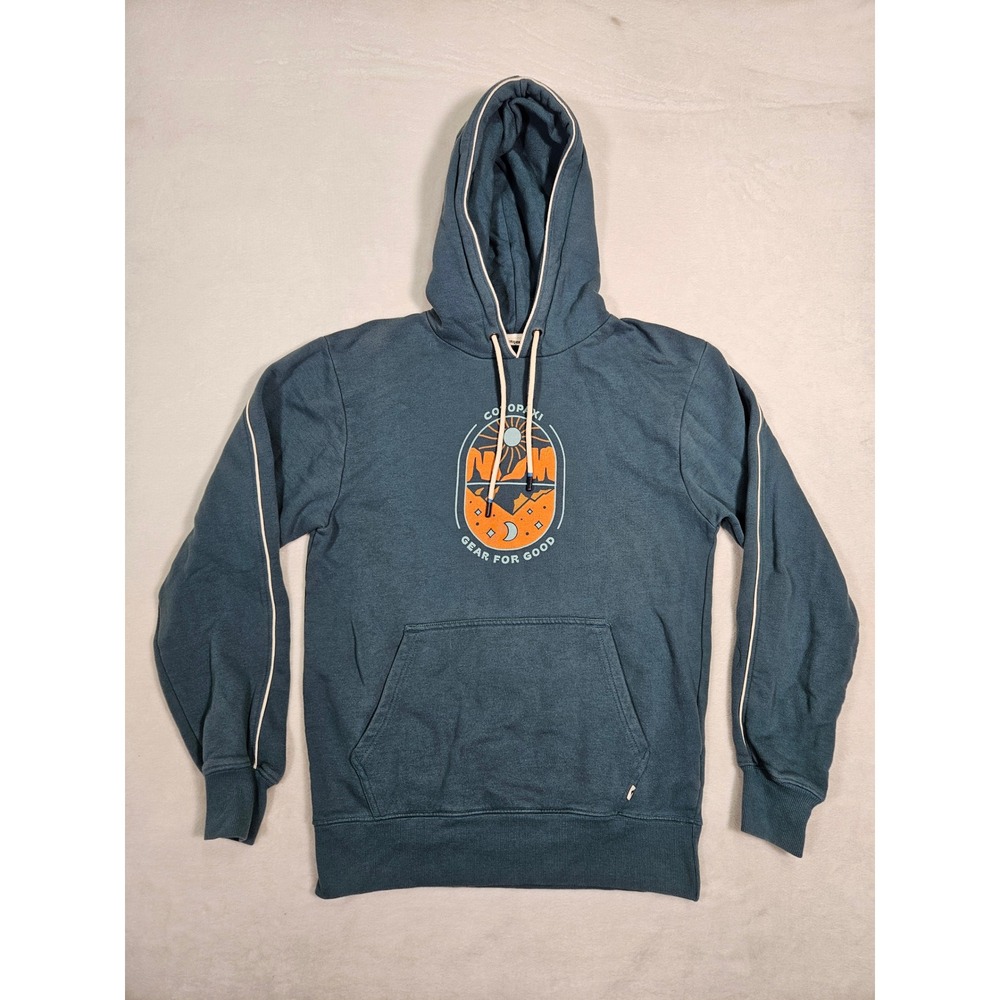 Cotopaxi Mens Gear For Good Graphic Hoodie Teal Blue Size Small Piping Pullover